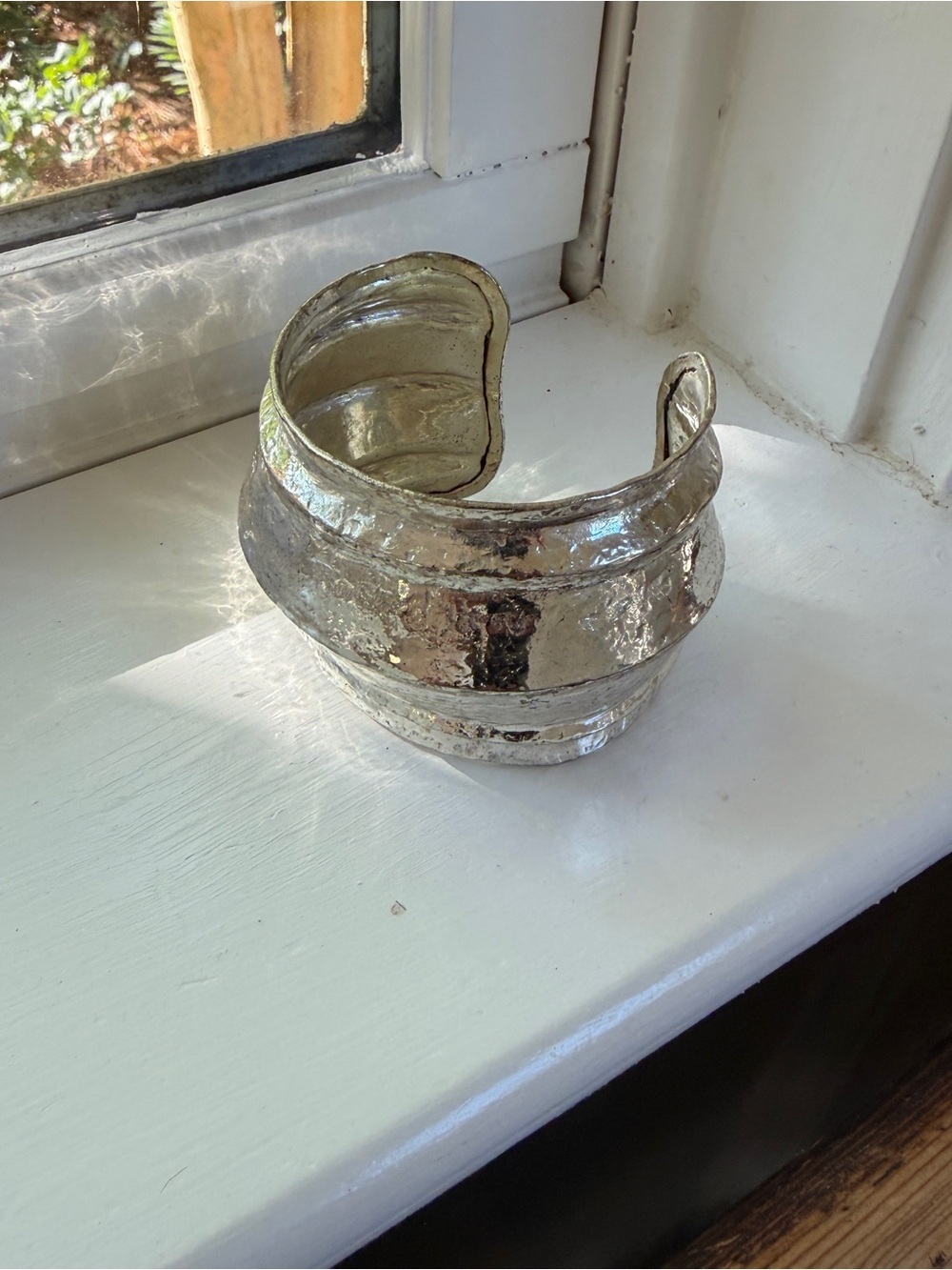 NWT Anthropologie Silver Wide Textured Cuff Bracelet - Picture 4 of 6